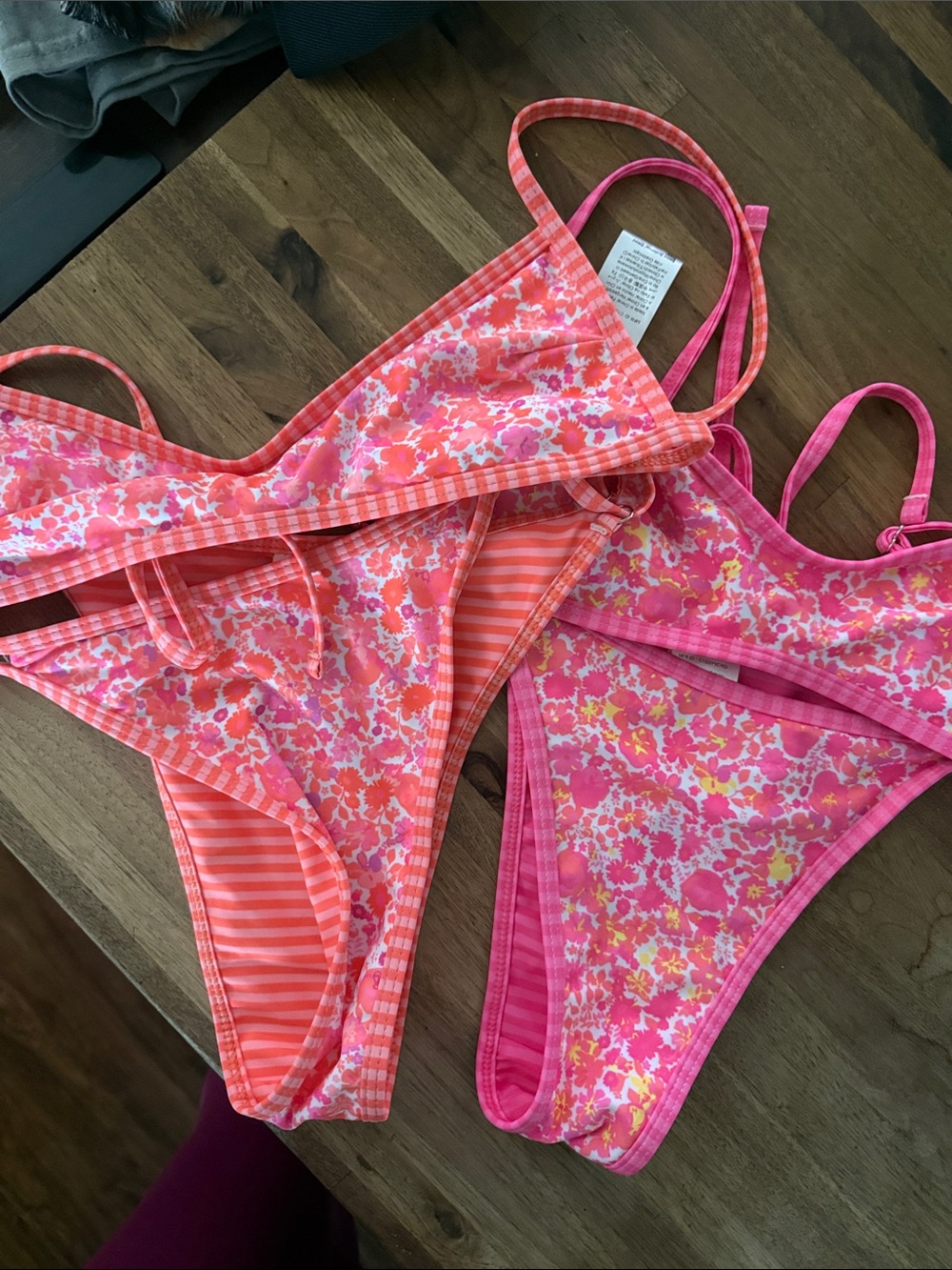 SHEIN Pink and Coral Floral Mix Bikini Set